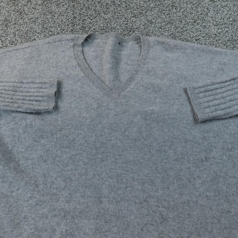 Nadaam Sweater Womens 3XL Gray Cashmere V Neck Tunic Knit Pullover Soft Cozy Top